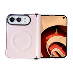Side Clamp Central Axis Morandi Solid Color Leather Texture Magnetic Phone Case, For iPhone Duo