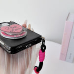Side Clamp Morandi Solid Color Leather Texture Magnetic Phone Case with Holder / Strap, For iPhone Duo