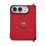 Side Clamp Magnetic Axis Impression 3D Camellia Pattern Phone Case, For iPhone Duo