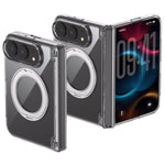 Spring Hinge Magnetic Holder Clear PC Phone Case, For iPhone Duo
