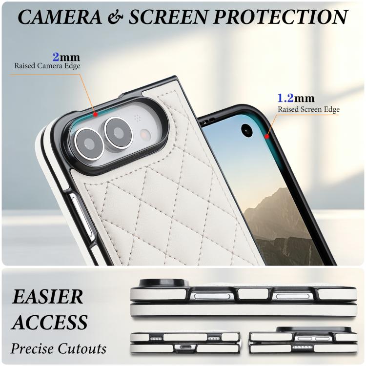 Rhombic Fold Leather Phone Case, For iPhone Duo