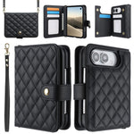 Rhombic Texture Crossbody Multifunctional Leather Phone Case, For iPhone Duo