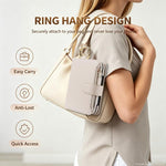Crossbody Ring Multifunctional Wallet Fold Leather Phone Case, For iPhone Duo