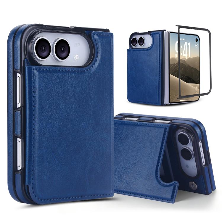 Full Coverage Fold Double Buckle PU Phone Case, For iPhone Duo