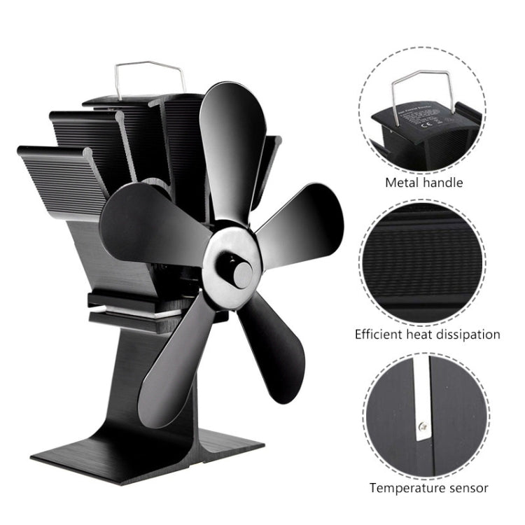 YL602 5-Blade High Temperature Metal Heat Powered Fireplace Stove Fan, YL602 (Grey), YL602 (Gold), YL602 (Rose Red), YL602 (Silver), YL602 (Black), YL602 (Bronze)