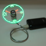 مروحة LED مرنة صغيرة متينة لعرض الوقت مع ساعة USB، DC 5V