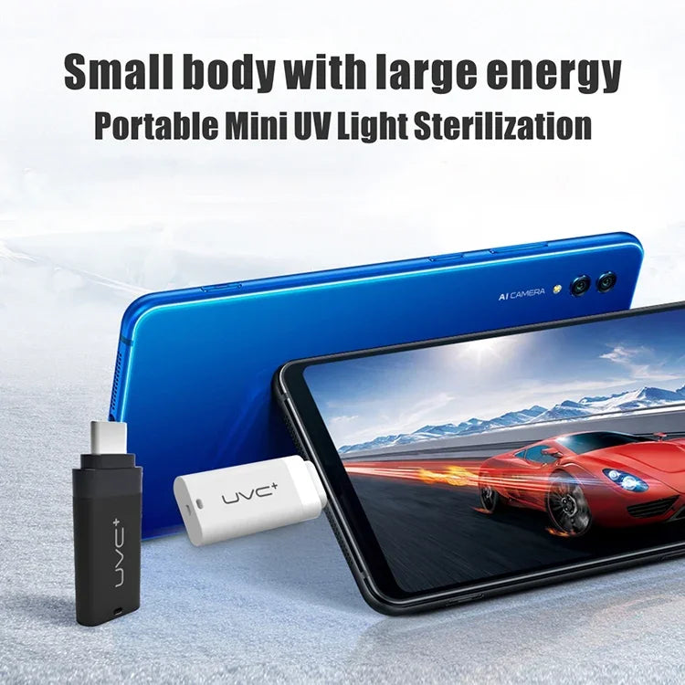 مصباح تعقيم محمول للغاية بمنفذ Type-C / USB-C، معقم UV للهواتف الذكية، Type-C