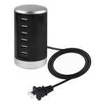 محطة شحن XLD4 بقوة 30 واط مع 6 منافذ USB، محول طاقة AC100-240V، قابس أمريكي
