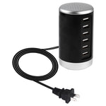 محطة شحن XLD4 بقوة 30 واط مع 6 منافذ USB، محول طاقة AC100-240V، قابس أمريكي