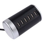 محطة شحن XLD4 بقوة 30 واط مع 6 منافذ USB، محول طاقة AC100-240V، قابس أمريكي