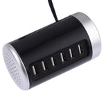 محطة شحن XLD4 بقوة 30 واط مع 6 منافذ USB، محول طاقة AC100-240V، قابس أمريكي