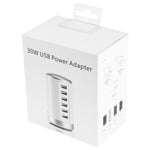 محطة شحن XLD4 بقوة 30 واط مع 6 منافذ USB، محول طاقة AC100-240V، قابس أمريكي