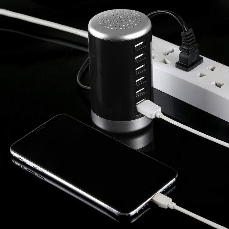 محطة شحن XLD4 بقوة 30 واط مع 6 منافذ USB، محول طاقة AC100-240V، قابس أمريكي