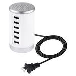 محطة شحن XLD4 بقوة 30 واط مع 6 منافذ USB، محول طاقة AC100-240V، قابس أمريكي
