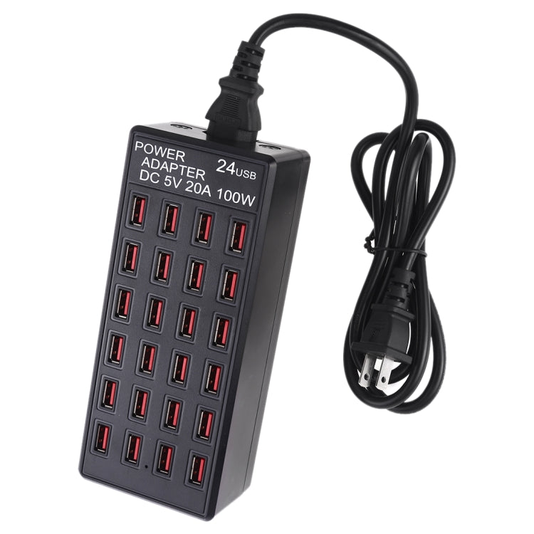 محطة شحن ذكية سريعة بقوة 100 واط مع 24 منفذ USB ومؤشر LED، AC 100-240V، قابس أمريكي، 100 واط 24 منفذ USB قابس أمريكي