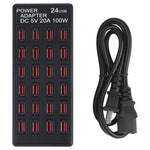 محطة شحن ذكية سريعة بقوة 100 واط مع 24 منفذ USB ومؤشر LED، AC 100-240V، قابس أمريكي، 100 واط 24 منفذ USB قابس أمريكي