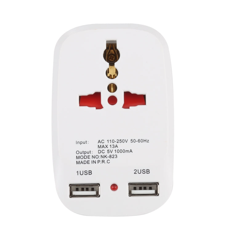 محول شاحن سفر بقابس مزدوج USB NK-823 2000 واط، قابس المملكة المتحدة