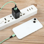 شاحن سفر بنمط مربعات PD 20 واط USB-C/Type-C + منافذ USB QC 3.0، قابس أمريكي، قابس أمريكي (أسود)