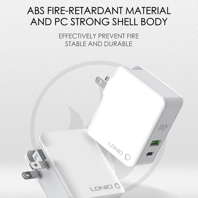 شاحن سفر سريع قابل للطي LDNIO A4403C 30W PD + Auto-id مع كابل USB-C / Type-C بطول 1 متر، قابس AU، مع كابل Type-C، 30W مع كابل Type-C