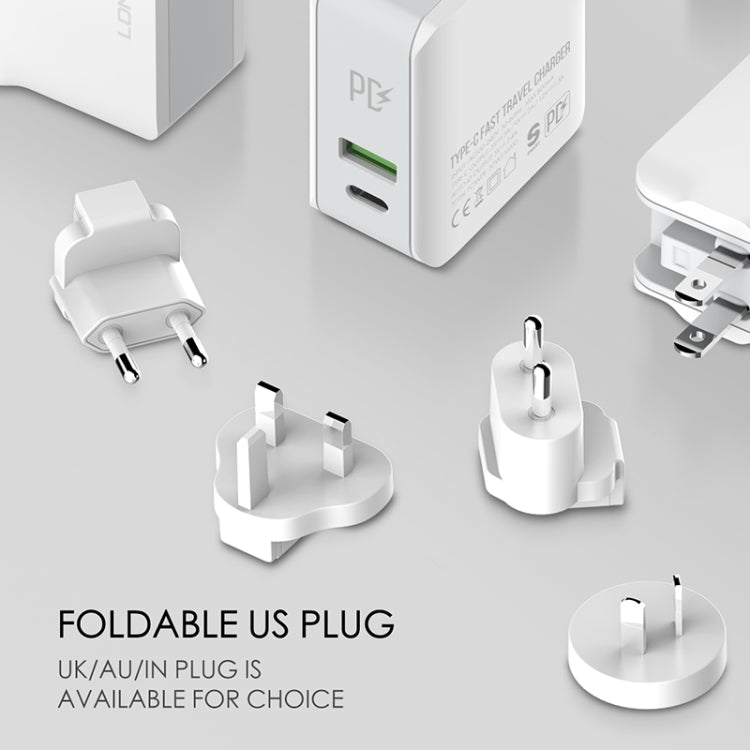شاحن سفر سريع قابل للطي LDNIO A4403C 30W PD + Auto-id مع كابل USB-C / Type-C بطول 1 متر، قابس AU، مع كابل Type-C، 30W مع كابل Type-C