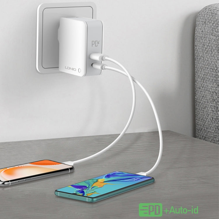 شاحن سفر سريع قابل للطي LDNIO A4403C 30W PD + Auto-id مع كابل USB-C / Type-C بطول 1 متر، قابس AU، مع كابل Type-C، 30W مع كابل Type-C