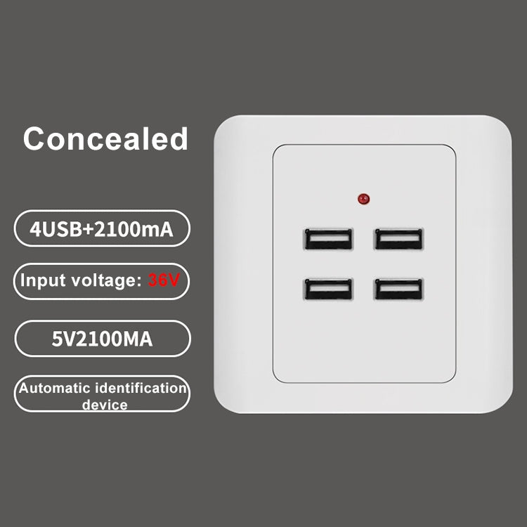 شاحن حائط USB بجهد 5V 3.1A مع 4 منافذ، محطة شحن، مدخل 36V، 4 منافذ USB 2.0