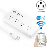مقبس طاقة ذكي مع تحكم عن بعد عبر الواي فاي، 4 منافذ USB + 4 مقابس US، يعمل مع Alexa وGoogle Home، AC 110-240V، قابس US، 4xUSB + 4xUS Plug(قابس US)