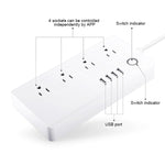 مقبس طاقة ذكي مع تحكم عن بعد عبر الواي فاي، 4 منافذ USB + 4 مقابس US، يعمل مع Alexa وGoogle Home، AC 110-240V، قابس US، 4xUSB + 4xUS Plug(قابس US)