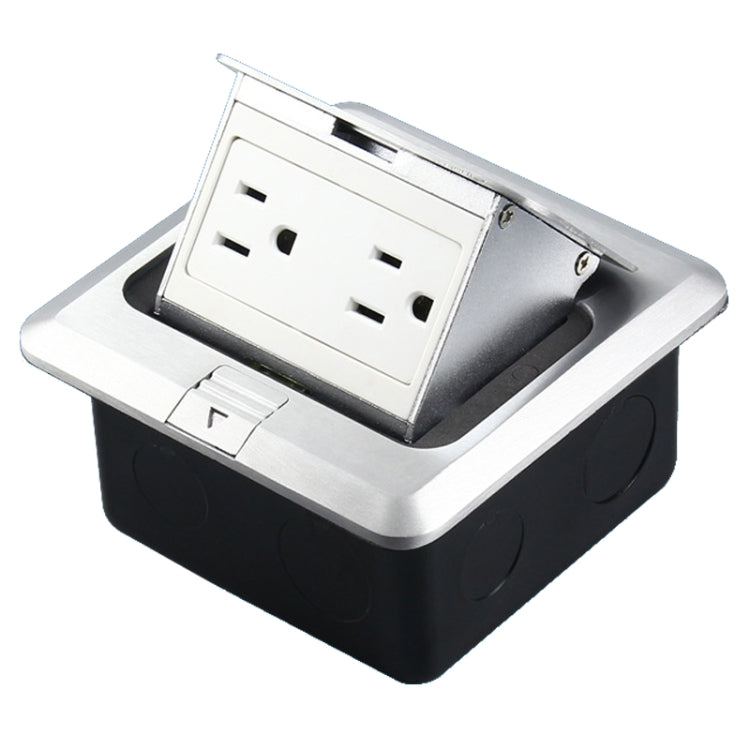 Hidden Pop-up Aluminum Alloy Computer Floor Socket with Cover Bottom Box, US Plug