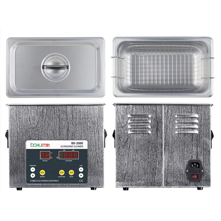 منظف بالموجات فوق الصوتية BAKU BK-2000 بقوة 120W وسعة 3.36L مع شاشة LCD وسلة، AC 220V، قابس EU، BK-2000 120W 3.36L 220V
