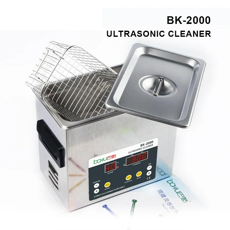منظف بالموجات فوق الصوتية BAKU BK-2000 بقوة 120W وسعة 3.36L مع شاشة LCD وسلة، AC 220V، قابس EU، BK-2000 120W 3.36L 220V