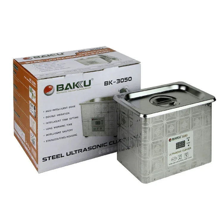 منظف بالموجات فوق الصوتية BAKU BK-3050 بقوة 35W / 50W قابل للتعديل وسعة 0.8L مع شاشة LCD، AC 220V، BK-3050 35W / 50W 0.8L 220V
