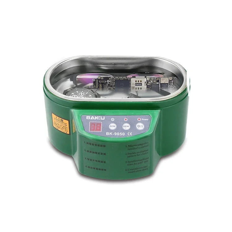 منظف بالموجات فوق الصوتية BAKU BK-9050 بقوة 30W / 50W قابل للتعديل وسعة 0.6L مع شاشة LCD، AC 110V، BK-9050 30W / 50W 0.6L 110V أخضر، BK-9050 30W / 50W 0.6L 110V أبيض