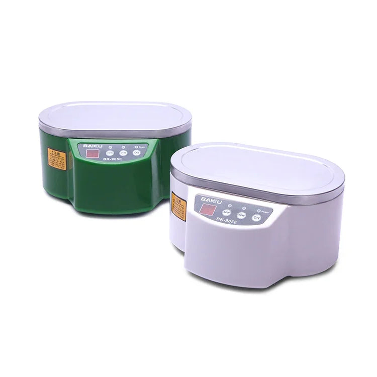 منظف بالموجات فوق الصوتية BAKU BK-9050 بقوة 30W / 50W قابل للتعديل وسعة 0.6L مع شاشة LCD، AC 220V، BK-9050 30W / 50W 0.6L 220V أخضر، BK-9050 30W / 50W 0.6L 220V أبيض