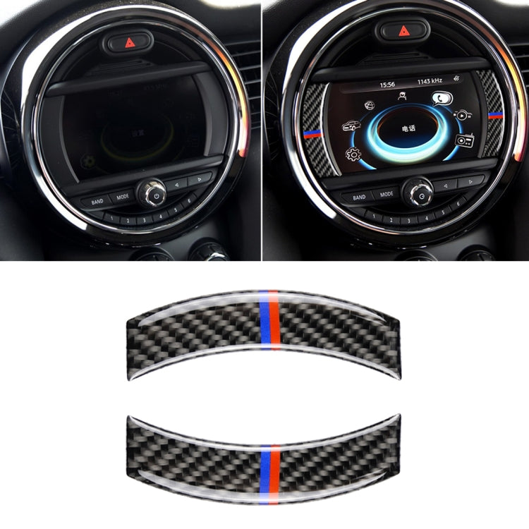 2 PCS Red Blue Color Car F Chassis Navigation Panel Carbon Fiber Decorative Sticker for BMW Mini Cooper Countryman Clubman F54 / F55 / F56 / F60, For BMW Mini F54 (Red Blue Color)