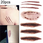 20 قطعة S-250 وشم مؤقت لاصق خدوش جروح ندوب واقعية لهالوين رعب، S-250/20pcs