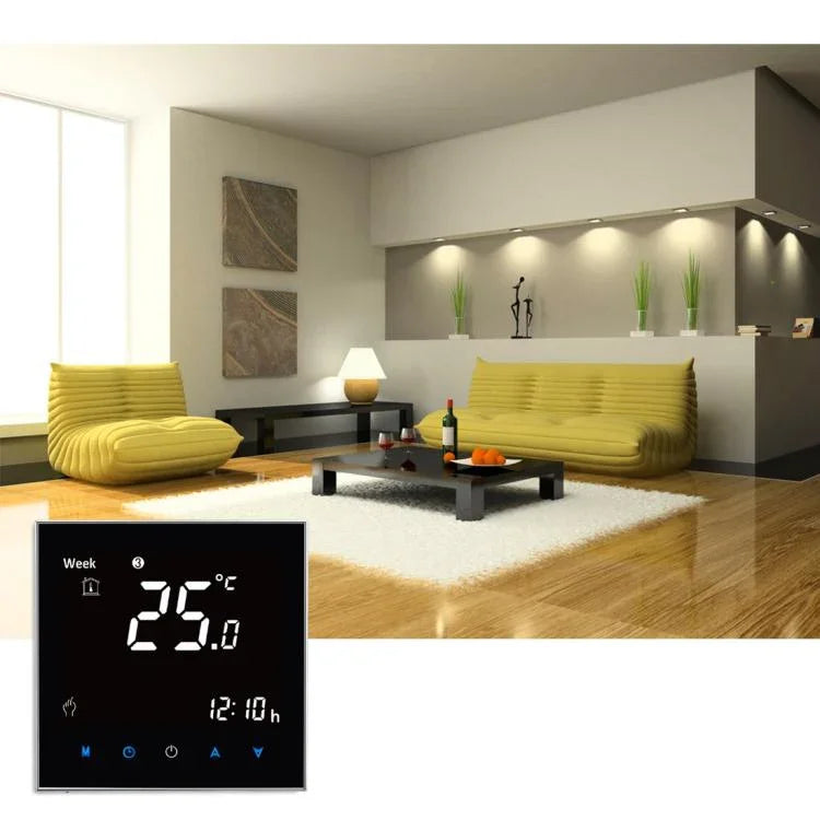 BHT-2001 منظم حرارة رقمي بشاشة LCD لغرفة التدفئة بنوع تسخين ماء بتحميل 3A، عرض الساعة / درجة الحرارة / الوقت / الأسبوع / التدفئة، BHT-2001 3A (أسود)
