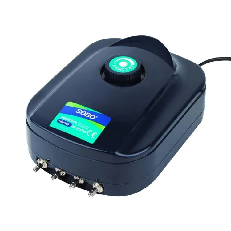 SOBO SB-988 مضخة هواء صامتة لحوض الأسماك 12 واط بأربعة مخارج وتدفق قابل للتعديل، SOBO SB-988