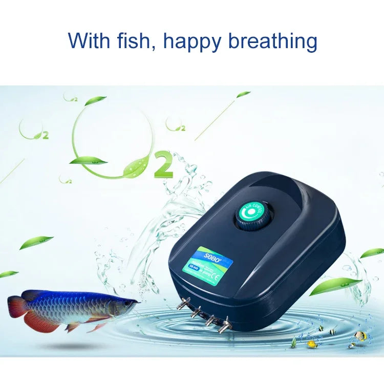 SOBO SB-988 مضخة هواء صامتة لحوض الأسماك 12 واط بأربعة مخارج وتدفق قابل للتعديل، SOBO SB-988