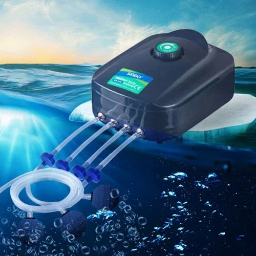 SOBO SB-988 مضخة هواء صامتة لحوض الأسماك 12 واط بأربعة مخارج وتدفق قابل للتعديل، SOBO SB-988