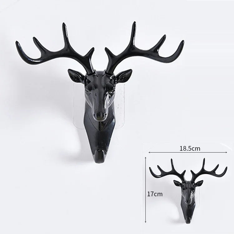 خطاف معلق زخرفي ثلاثي الأبعاد بشكل رأس غزال متعدد الوظائف لتعليق المعاطف، تصميم رجعي، تسليم بنمط عشوائي، خطاف معاطف