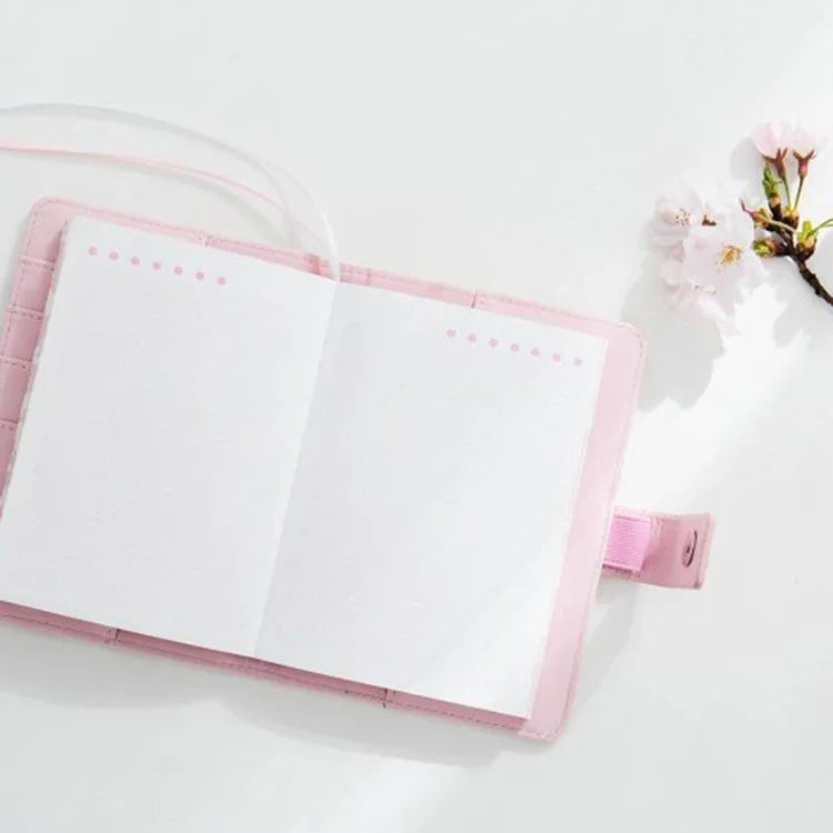 دفتر ملاحظات إبداعي مع غلاف PU على شكل ساكورا، مجموعة هدايا دفتر يدوي، لوازم مكتبية مدرسية، توصيل ألوان عشوائية، دفتر يدوي PU