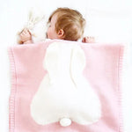 Rabbit Pattern Stereoscopic Ears Baby Knitted Blanket, Rabbit Pattern
