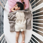 Rabbit Pattern Stereoscopic Ears Baby Knitted Blanket, Rabbit Pattern