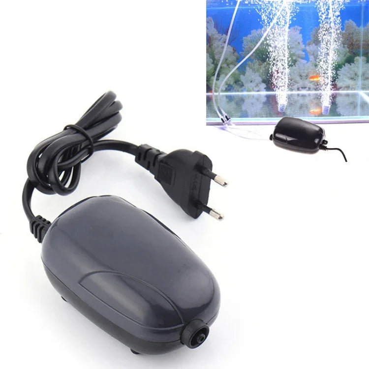 مضخة هواء حوض سمك RS-290 بقوة 3 واط، مخرج واحد، تدفق قابل للتعديل، صامتة، 220 فولت، مضخة أكسجين لحوض السمك، 3 واط