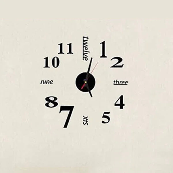 Lovelife WC37130 Acrylic English Digital DIY Stereo Wall Clock Wall Stick Clock