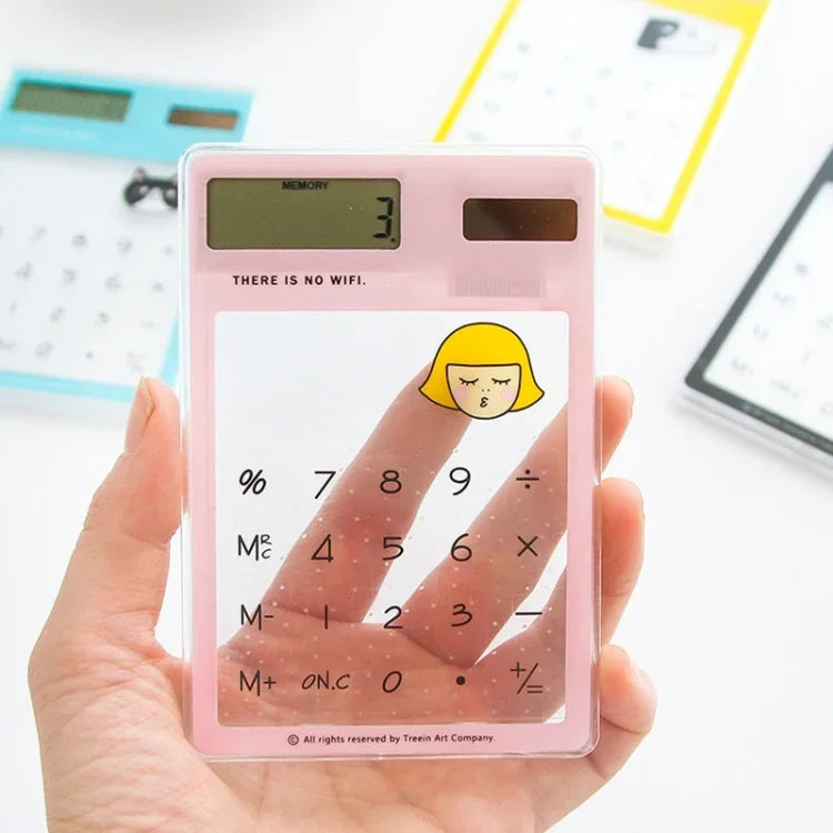 8 Digits LED Screen Calculator with Transparent Touch Pad & Solar Panel, Random Color Delivery, 8 Digits Calculator