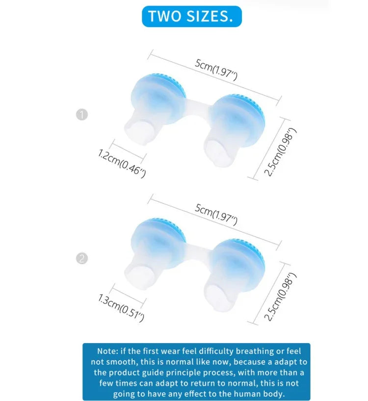 2 قطعة من منقي هواء مضاد للشخير 2 في 1 من ABS وسيليكون