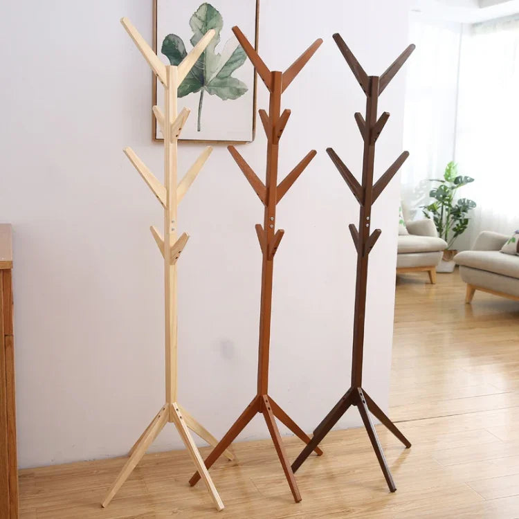 حامل معاطف أرضي من الخشب الصلب على شكل شجرة مبتكر، الحجم: 175x45x45 سم، 175x45x45 سم (بني داكن)، 175x45x45 سم (أبيض)، 175x45x45 سم (خشبي)