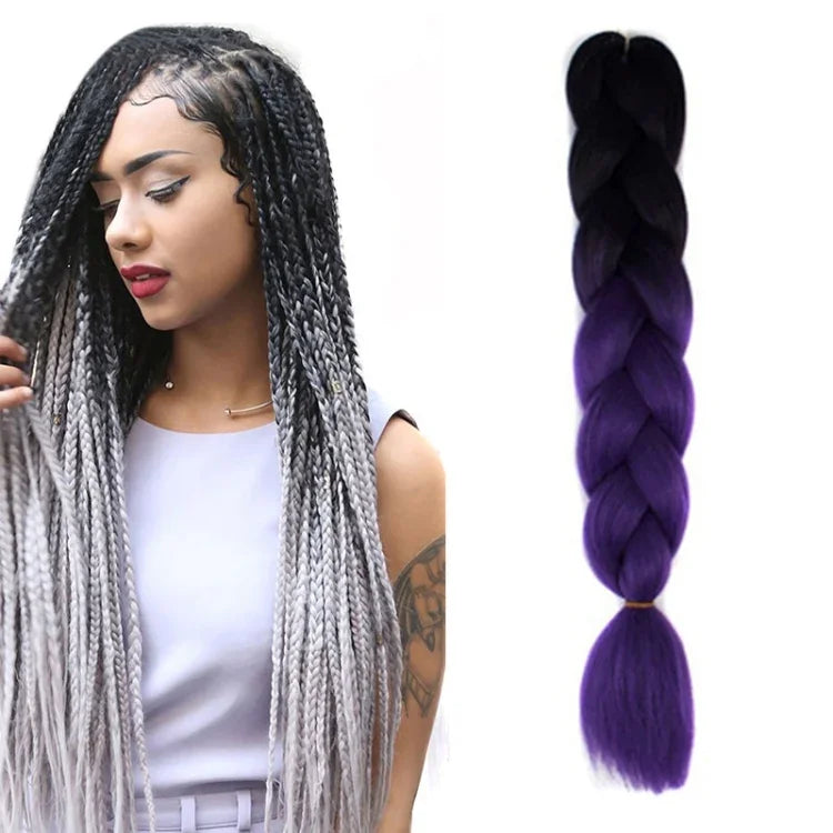 Fashion Color Gradient Individual Braid Wigs Chemical Fiber Big Braids, Length: 60cm(18Navy Blue+Sky Blue), 01, 02, 03, 06, 08, 15, 16, 17, 18, 26, 27, 28, 29, 54, 59